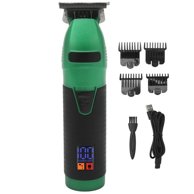 Cortapelos eléctrico para hombre, inalámbrico, recargable, con pantalla LED, con 4 peines guía, color verde y negro