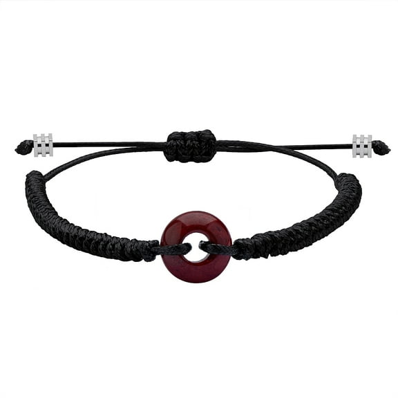 1pc Red Jasper Donut Bead Bracelet Adjustable Bracelet for Women Black Inner Diameter: 2~3-3/8 inch(5~8.6cm)