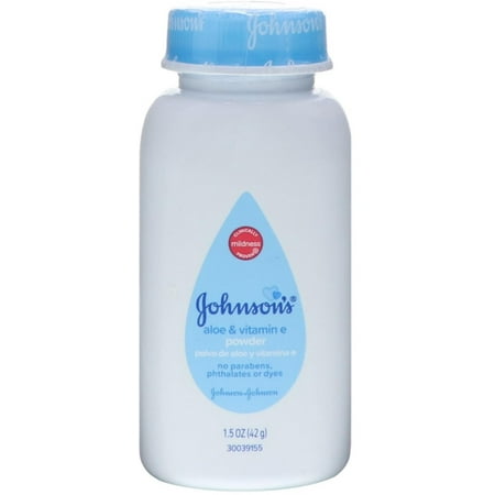 Johnson's Aloe & Vitamin E Powder, 1.5 oz (Pack of 2)