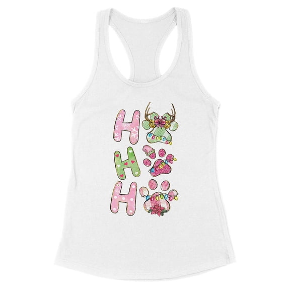 Puppy Ho Ho Ho Tank Top Fitted Racerback Women's Large White