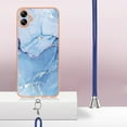 thumbnail image 3 of SaniMore for Samsung Galaxy A05 Case, Marble Pattern 3 in 1 Heavy Duty Shockproof Full Body Hard PC IMD Bumper Crossbody Lanyard Women Girls Shockproof Cover for Samsung Galaxy A05, Blue, 3 of 7