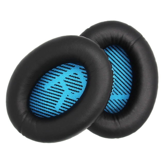 Funda de espuma proteica negra y azul para auriculares Bose QC15/25/35 - Par de almohadillas cómodas y duraderas (9.8x7.8x1.8 cm)