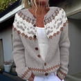 thumbnail image 2 of LMKIHUSA Cardigans d'Automne pour Femmes 2025 Col Rond Cardigans Ethniques Fair Isle Vintage Tricotés Boutonnés Manteau Gris,TG, 2 of 4