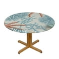 thumbnail image 3 of JEUXUS Nautical Coastal Tablecloth Round Summer Beach Starfish Coral Seashell Print Decorative Table Cloth Table Cover with Waterproof Resistant Fabric for Home Kitchen Dining Patio, 3 of 7