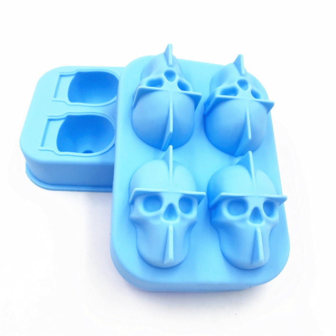 3D Skull Ice Mold Easy Release Silicone Mold,4 Cute and Funny Ice Skull for Whiskey,Cocktails