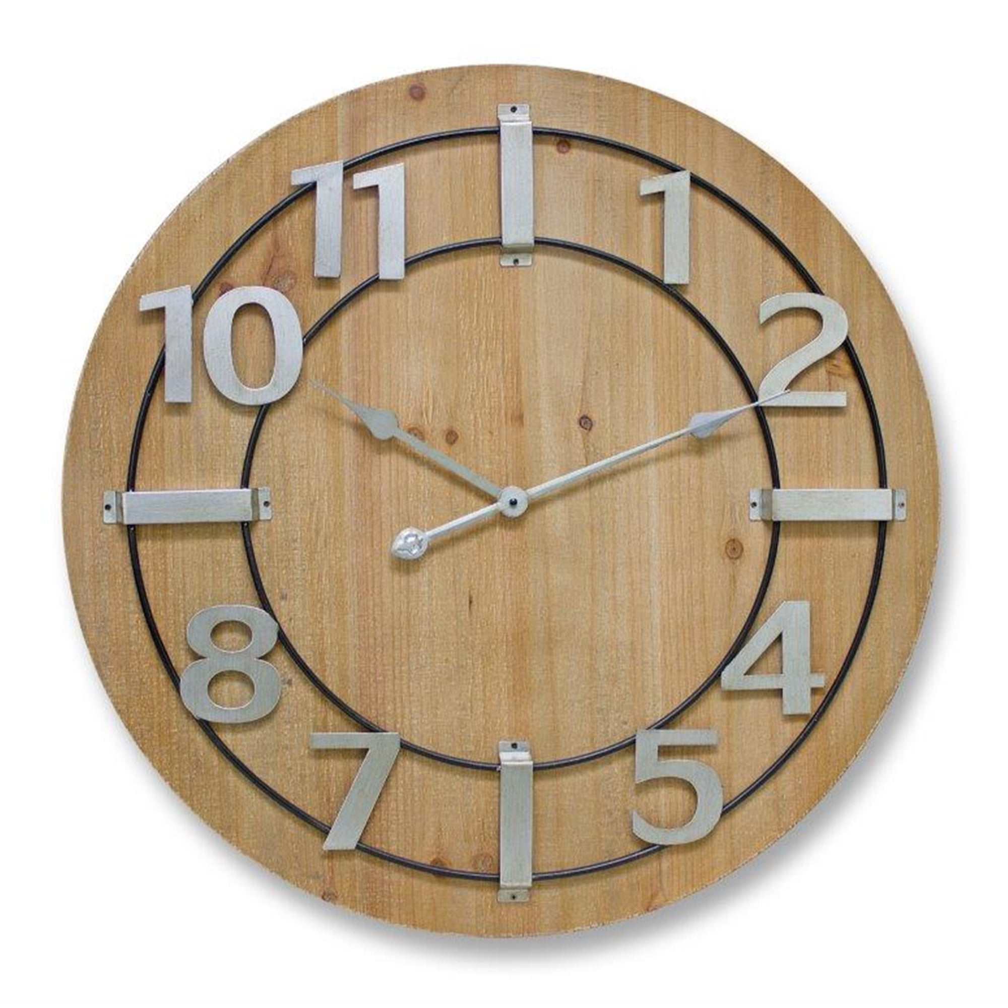 Wall Clock 27"D Wood/Iron