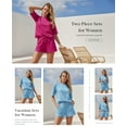 thumbnail image 5 of PRETTYGARDEN Women's 22 Piece Lounge Sets Short Sleeve Shirts Casual Tops Shorts Matching Clothing Summer Airport Outfits, 5 of 9