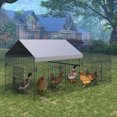 thumbnail image 3 of Large Metal Walk-In Chicken Coop, Heavy Duty Outdoor Poultry Cage with Rust Proof Frame, Waterproof Roof, for 15-20 Chickens, Ducks, Rabbits and Small Animals, Size: 86"L x 40"W x 40"H, 3 of 8