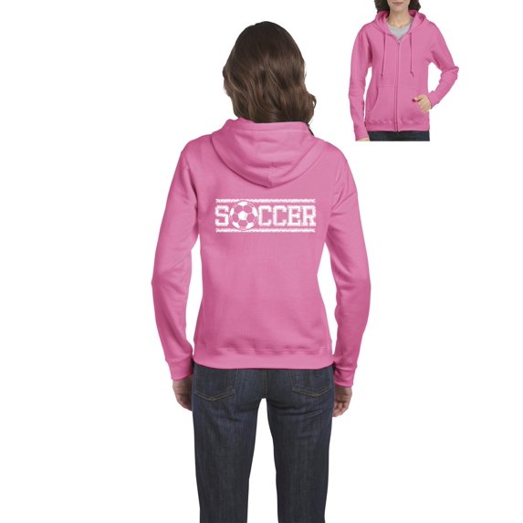 Womens Soccer With Ball Full-Zip Hooded Sweatshirt