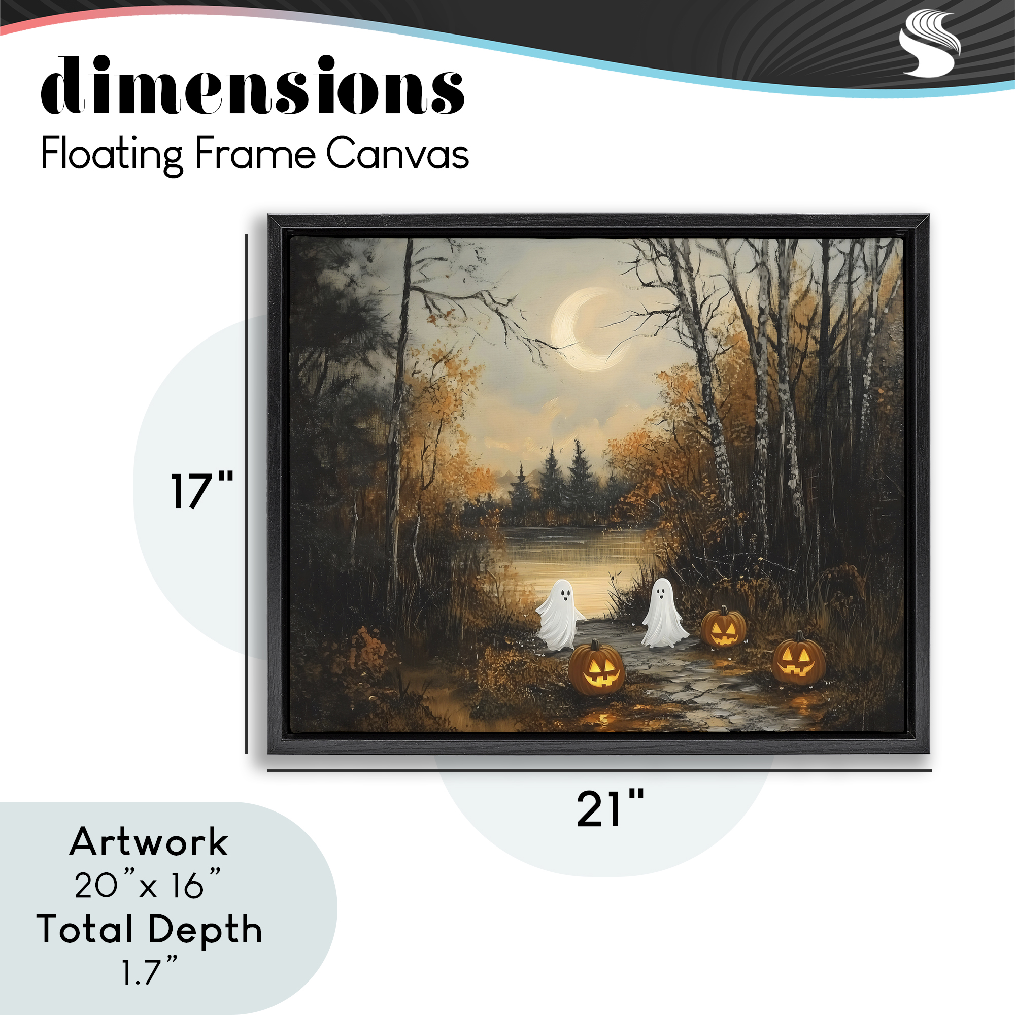 Autumn Ghosts at Lake Black Framed Floater Canvas Wall Art, design by Arlington Prints