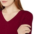 thumbnail image 4 of Womens Oversized Long Sleeve T Shirts 2025 Basic Crewneck Tee Fall Tops Ndbuld Women's Fashion Solid Color Long Sleeve Lightweight V-neck Knitted Sweater,Wine,XL, 4 of 7