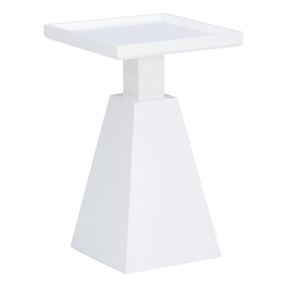 Cecilia Square Pedestal Fully Assembled Side Table in White Wood