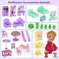 thumbnail image 5 of Dollhouse with Furniture Accessories, Dolls, Lights, 4 stories Toddler Doll Houses for 6 Years Old Girls Pretend Cottage Toy House Gift for Kids 6+, 5 of 7