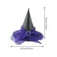 thumbnail image 4 of Xfvqtps Halloween Witch Hat Mesh Lace Rhinestone Buckle Halloween Spire Hats for Party Accessory Purple, 4 of 6