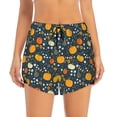 thumbnail image 2 of Pofeuu Pumpkin Print Women's Athletic Shorts Running Workout Shorts Tummy Control Quick Dry Gym Shorts with Pockets Double layer sports shorts-Medium, 2 of 7