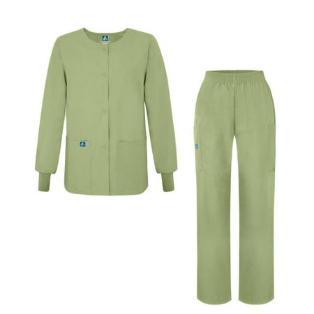 Adar Universal Women's Scrub Set - Warm-Up Scrub Jacket and Elastic Pull-On Pants