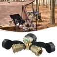 thumbnail image 4 of 1PCS Solid Brass Propane Propane Tank Y-Splitter Adapter) With Gauge 2Way LPG Adapter Outdoor Barbecue Spare Tool Durable, 4 of 6