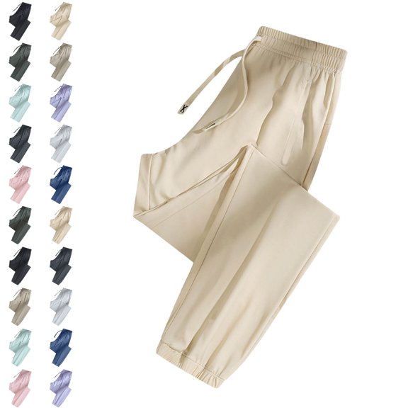 Bmisegm Girls Sweatpants Casual Jogger Pants with Drawstring Waist Cool Comfort Loose Fit Athletic Trousers for Play and Everyday Wear Workout Pants 6-15 Years,02_Beige,14-15 Years