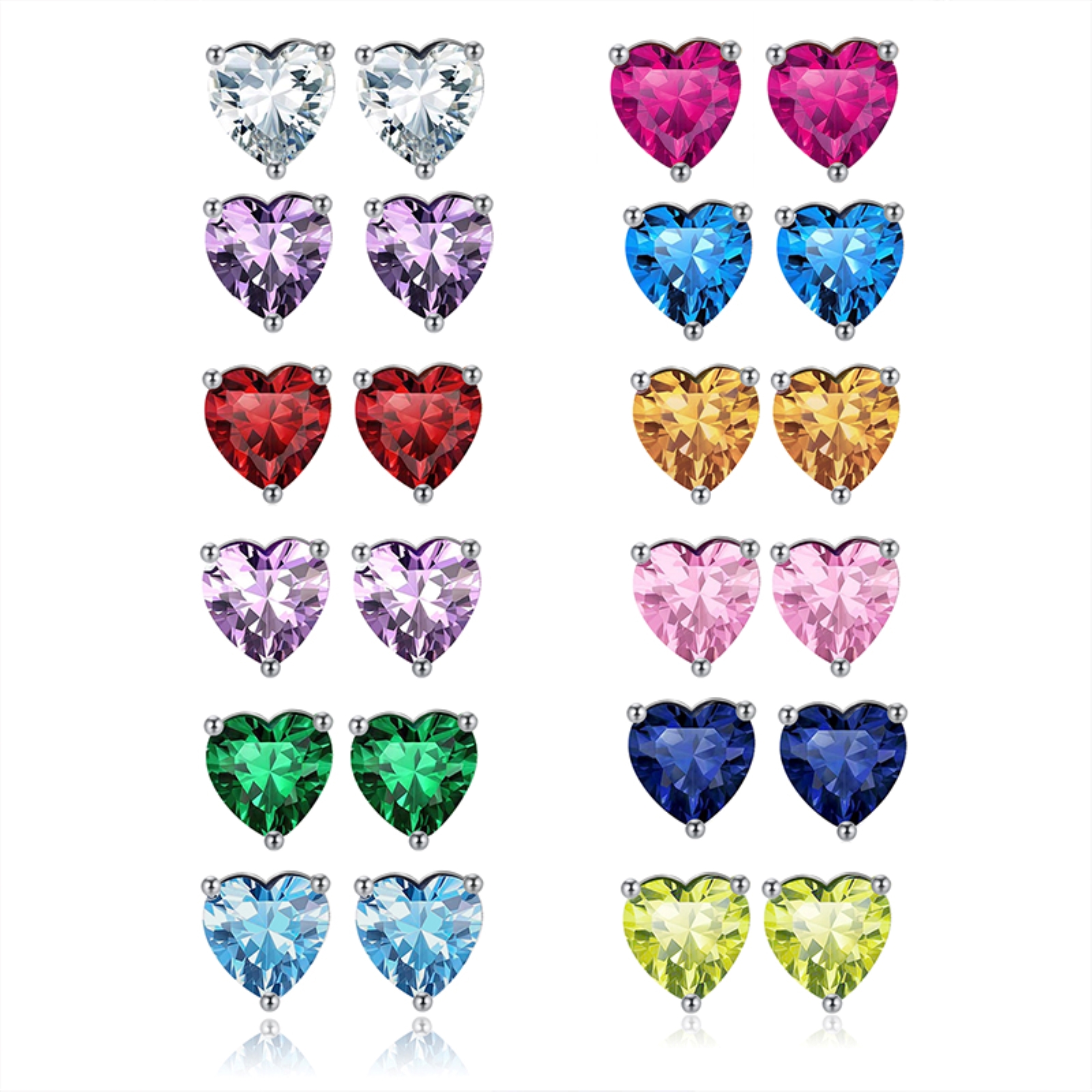Bellitia Jewelry 925 Sterling Silver October Birthstone Heart Stud Earrings for Women, Gemstone Earring with Pink Tourmaline Anniversary Birthday Jewellery Gift