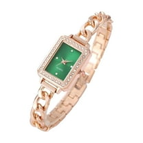 DESIGNICE Women Quartz Watches Wrist Chain Strap Square Watch Easy Read Dial Classical Office Ladies Fashion Dress Up Adjustable Stainless Steel Green