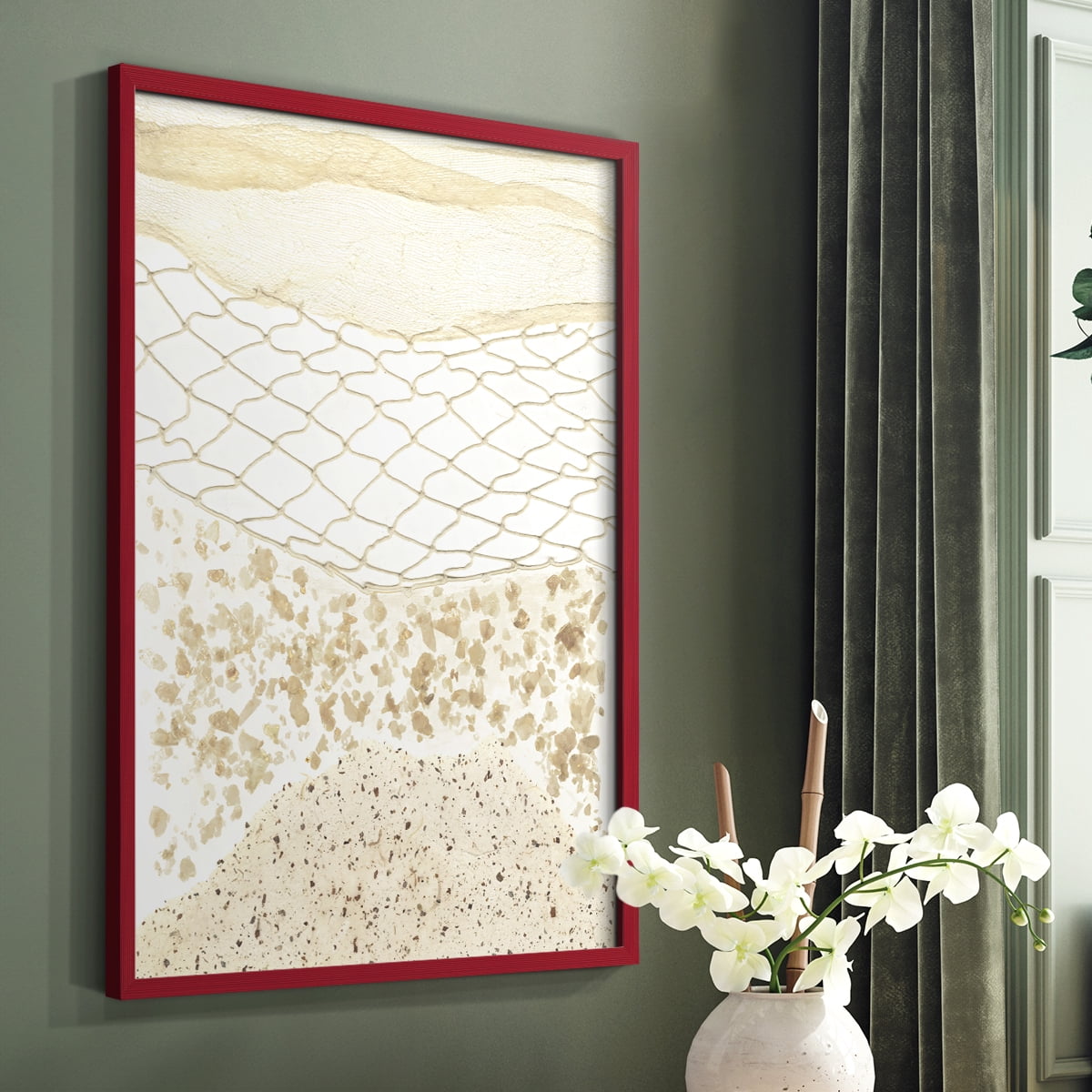 Coast Away II Framed Print in Red Solid Wood Framed Print No Nail Hanging