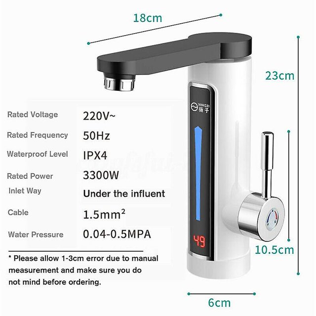 Grifo eléctrico Calentador de agua caliente Grifo instantáneo Hogar Baño Cocina Grifo Uk-Silver- Bolígrafo Bolígrafo Bolígrafo de papelería