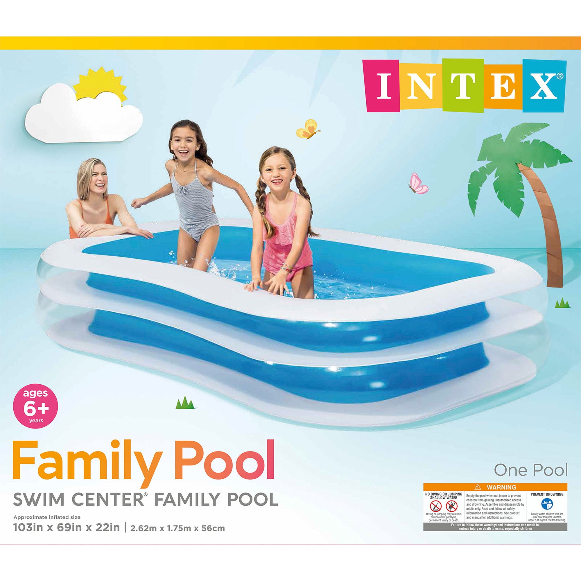 Open Box Intex 8.5ft x 5.75ft x 22in 198 Gallon Inflatable Family Pool (4 Pack)