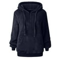 thumbnail image 3 of Clearance！Sherpa Hoodie for Women Quarter Zip Sweatshirts Fuzzy Fluffy Hooded Sweatshirt Teddy Fleece Sweatshirts Pullover with Pocket Casual Loose Plain Solid Lightweight Coats, 3 of 5