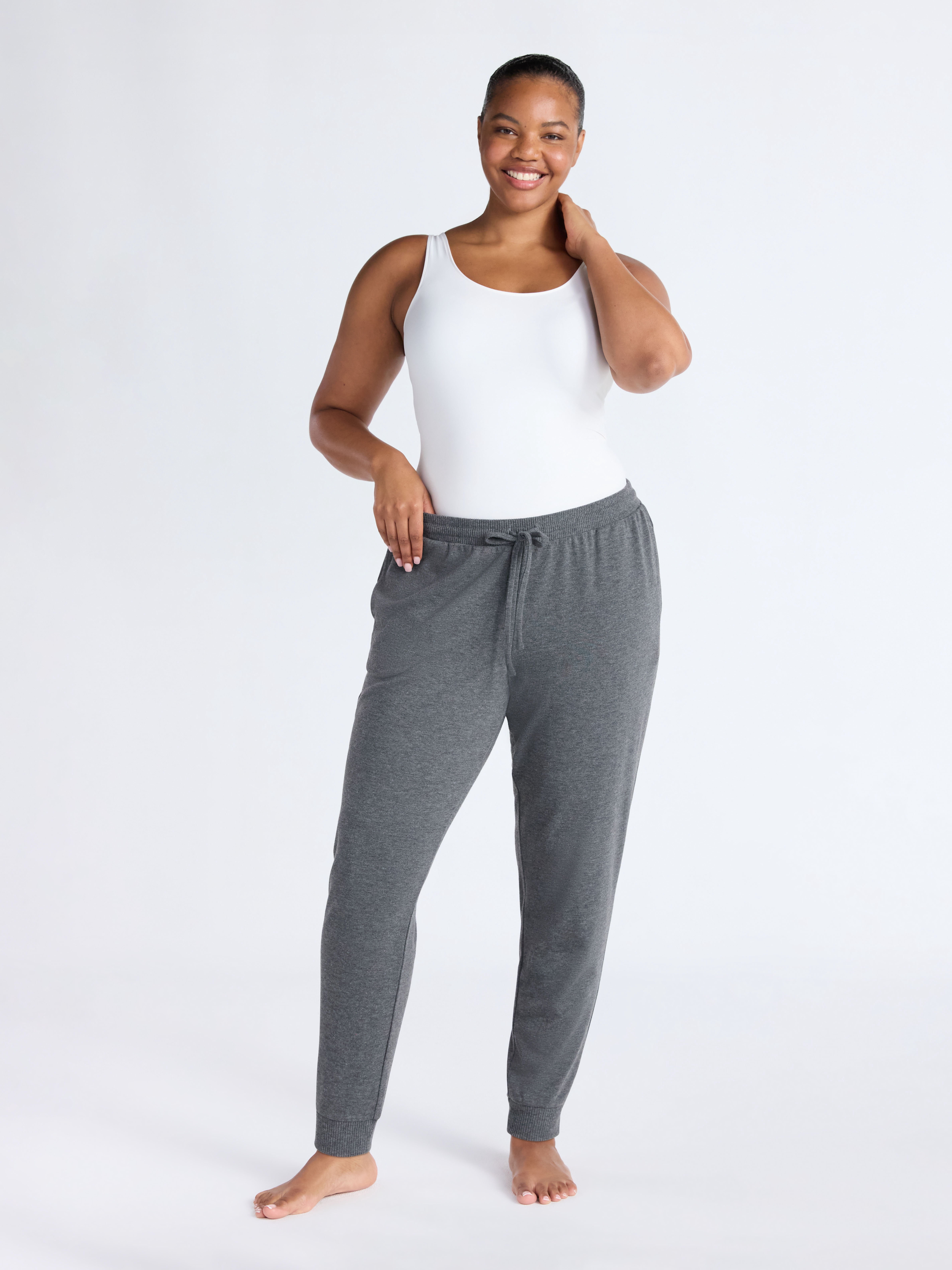 Joyspun Women's Cozy Lounge Collection Hacci Knit Sleep Joggers, 29'' Inseam, Sizes XS-3X