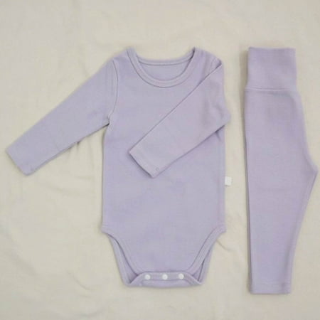 

Hunpta Newborn Infant Baby Girls Boys Autumn Solid Cotton Long Sleeve Long Pants Romper Bodysuit Set Outfits Clothes