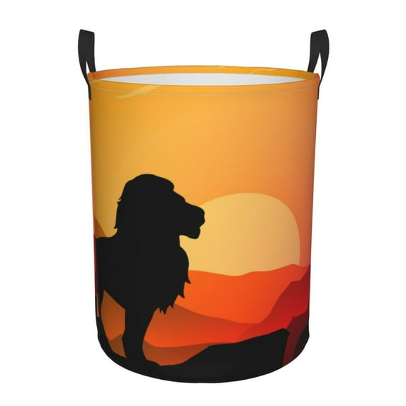 LNWH Laundry Basket, Sunset Lion King Pattern Foldable Laundry Hamper With Handles Waterproof, Medium Size