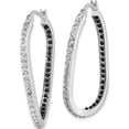 thumbnail image 2 of Sterling Silver Ss Platinum-Plated Diamond Mystique Black/White Dia Twisted Hoop Earrings (37 X 25) Made In United States qdf163, 2 of 5