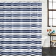 thumbnail image 3 of Navy Blue Striped Waterproof Fabric Shower Curtain,Farmhouse Striped Geometric Art Waterproof Fabric Shower Curtain for Bathroom Curtains Bathtubs Hotel Shower Curtains with 12 Hooks Small 36x72in, 3 of 8