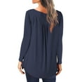 thumbnail image 3 of Usmixi Winter Womens Tunic Tops Henley Shirts for Women Fashion Button up Flowy Pleated Swing Lightweight Pullover Tunic Tops Trendy Solid Long Sleeve Tunic Tops Tops, 3 of 5