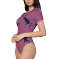 thumbnail image 2 of Balery Leopard Print Women's Short Sleevee Crew Neck Bodysuit Tops Short Sleeve Tops Basic-Large, 2 of 9