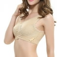thumbnail image 3 of Eashery Lingerie for Womens Underwire Bra Lace Balconette Bra Deep V Lingerie Beige 3XL, 3 of 5