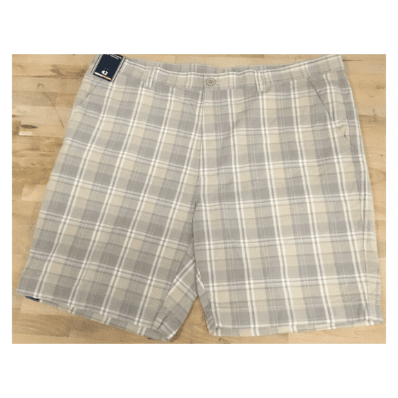 Roundtree and Yorke Men's Classic Fit Shorts, Khaki Plaid, 42