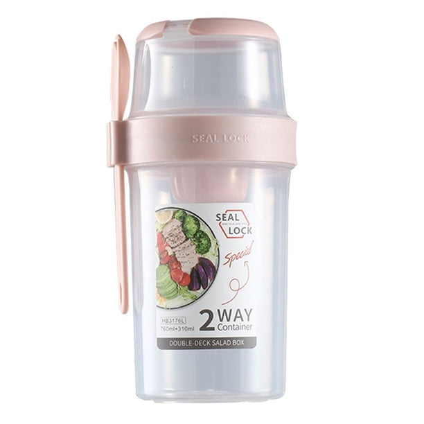 Contenedor de taza coctelera for ensalada for almuerzo, desayuno, yogur, parfait, tazas con tapa y tenedor