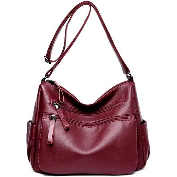 Municipal Shoulder Bag for Women Large Capacity Crossbody Bag PU Leather Satchel Retro Handbag Purse