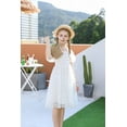 thumbnail image 3 of Aideaone Girls Chiffon Dress Flutter Ruffle Short Sleeve Kids Square Neck Frocks White 6-13Y, 3 of 8