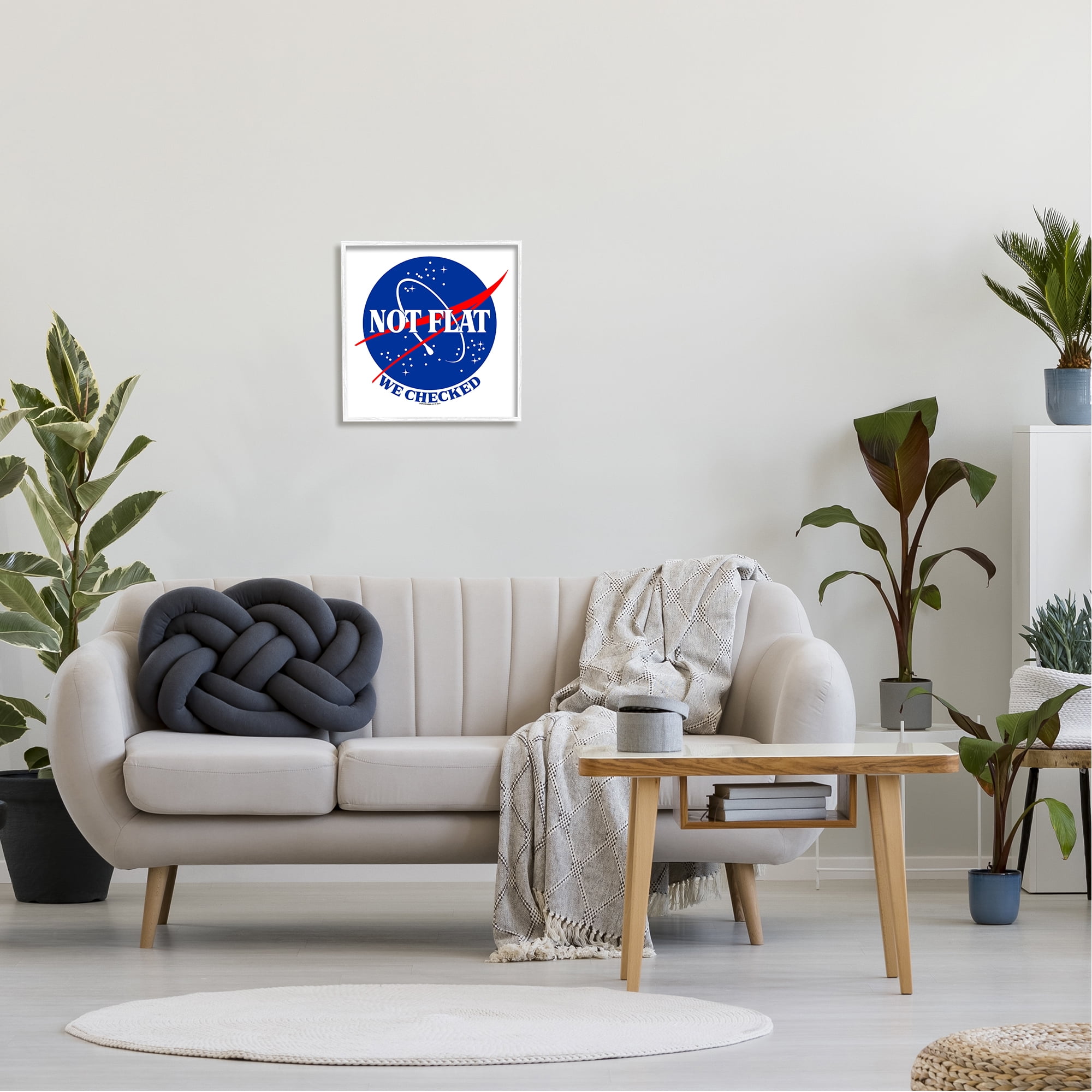 Stupell Industries Not Flat Earth Phrase Typography Painting White Framed Art Print Wall Art, 17 x 17