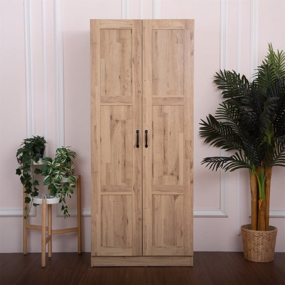 30 in. W x 71 in. H x 16 in. D 5-Shelf Wood Freestanding Cabinet in Light Oak