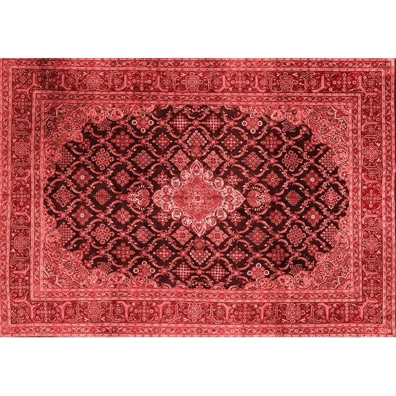 Ahgly Company Indoor Rectangle Medallion Red Traditional Area Rugs, 5' x 7'