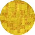 thumbnail image 1 of Ahgly Company Machine Washable Indoor Round Patchwork Yellow Transitional Area Rugs, 4' Round, 1 of 4