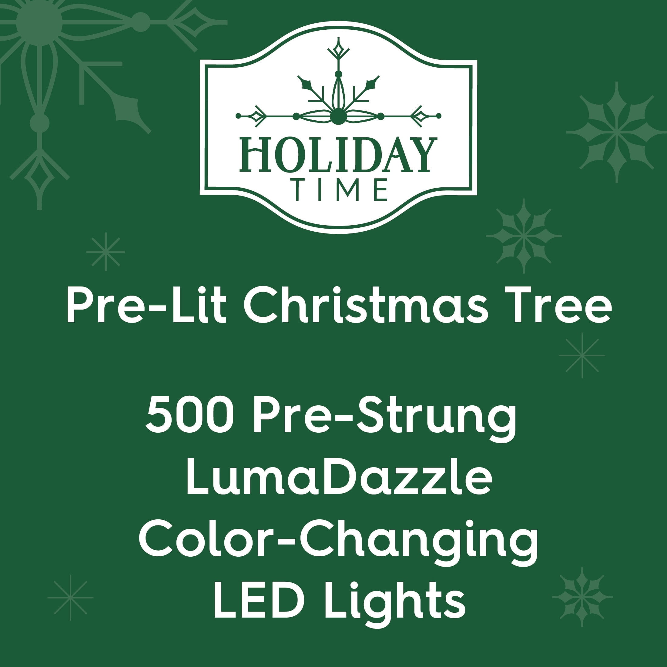 7.5' Pre-Lit Sharon Fir Green Artificial Christmas Tree with LumaDazzle Color-Changing Twinkle LED Lights, Quick Set, and Stand, by Holiday Time