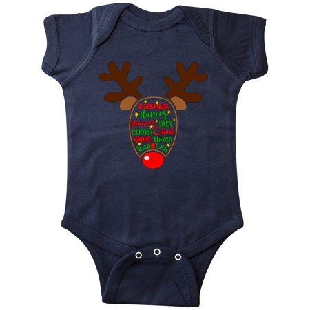 

Inktastic Christmas Reindeer Face with Names and Red Nose Gift Baby Boy or Baby Girl Bodysuit