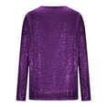 thumbnail image 5 of Wensltd Sparkle Sequin V Neck T Shirt for Women Fashion Casual Pullover Blouse Versatile Spring Outfit, 5 of 8