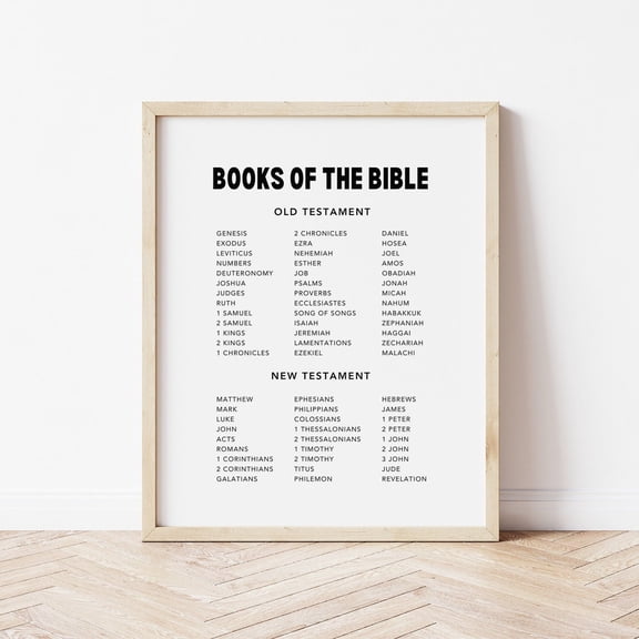 Books Of The Bible Sunday School Christian Educational Homeschool, Unframed Paper Poster 8x10in
