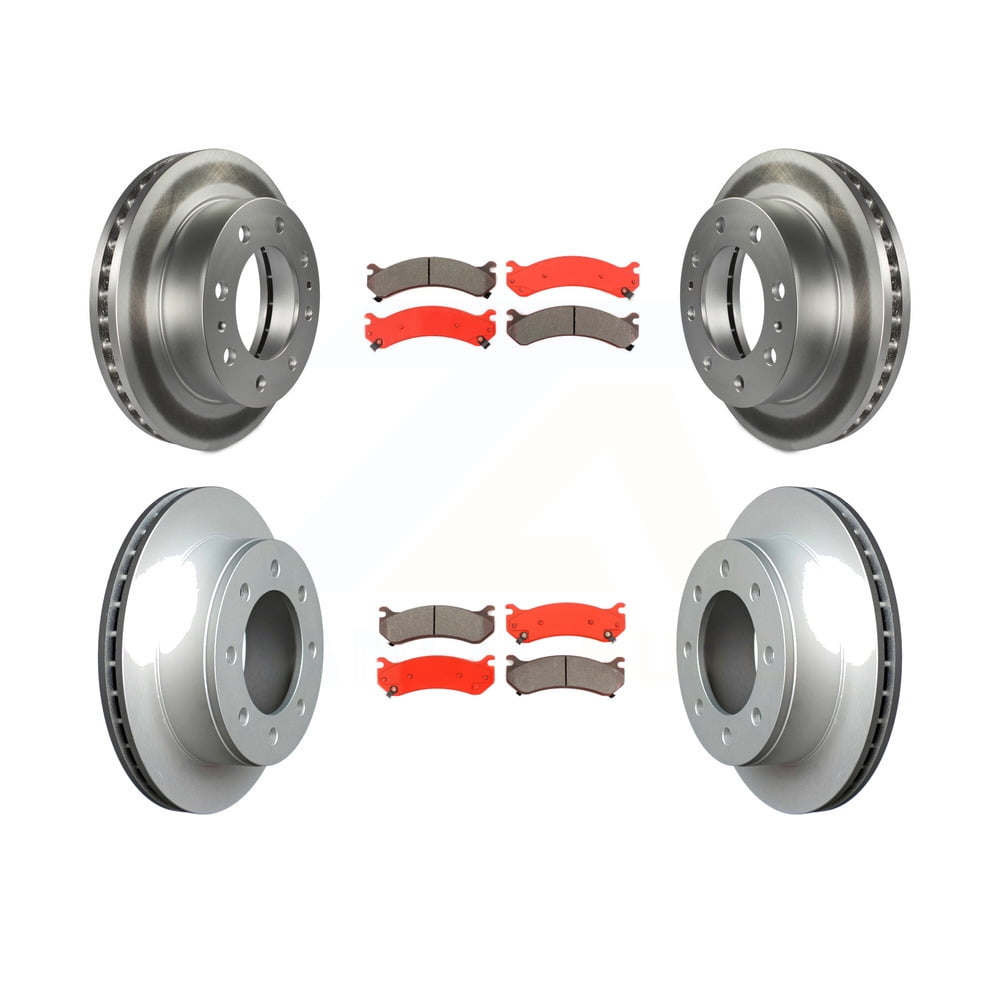 Front Rear Coated Disc Brake Rotors And SemiMetallic Pads Kit For