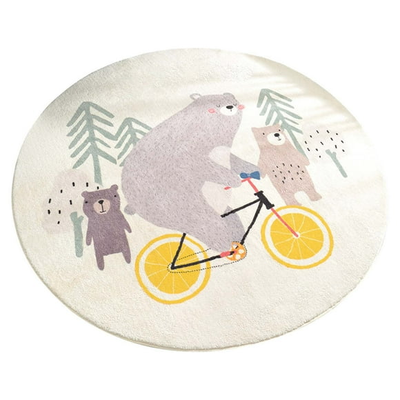 36-Inch Round Non-Slip Animal Print Rug for Living Room, Bedroom, Nursery Coffee Table Mat Soft Faux Fur Floor Decor